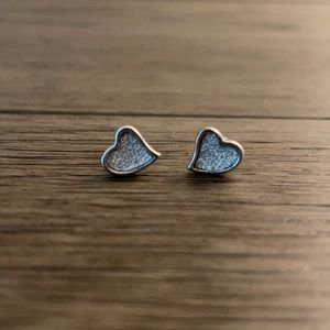 Sterling Silver Glitter Heart Stud Earrings